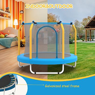 MERSCO 55 inch Trampoline Indoor Outdoor Small Toddler Trampoline with Basketball Hoop