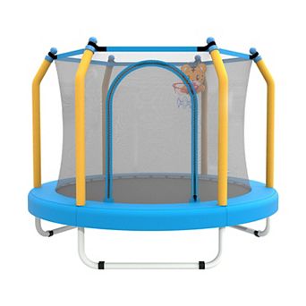 MERSCO 55 inch Trampoline Indoor Outdoor Small Toddler Trampoline with Basketball Hoop