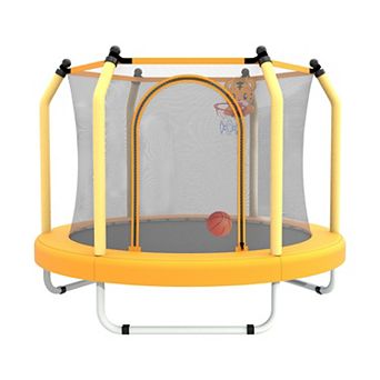MERSCO 55 inch Trampoline Indoor Outdoor Small Toddler Trampoline with Basketball Hoop