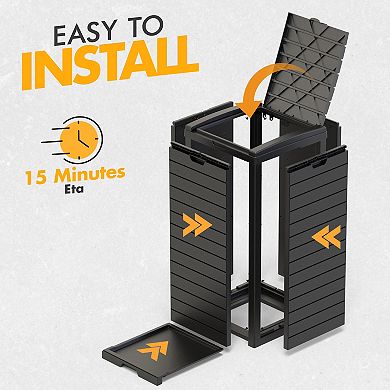 31 Gallon Outdoor Hideaway Trash Can Resin Outside Trash