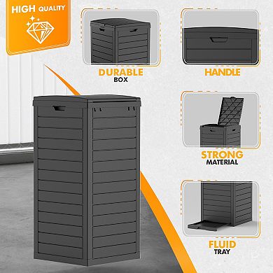 31 Gallon Outdoor Hideaway Trash Can Resin Outside Trash