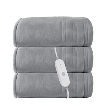 62" x 84" Reversible Flannel & Sherpa Heated Blanket with Auto Shut-Off