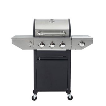 4 Burner Stainless Steel Propane Gas Grill with Lid 1 Bracket 4 Wheels