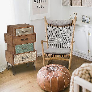 LuxenHome 4-Drawer Wood Nightstand and End Table