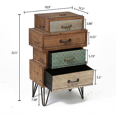LuxenHome 4-Drawer Wood Nightstand and End Table
