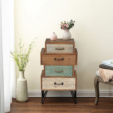 LuxenHome 4-Drawer Wood Nightstand and End Table