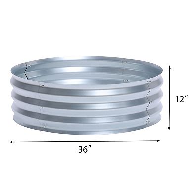 LuxenHome 36in Galvanized Round Raised Garden Bed