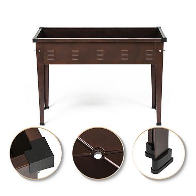 LuxenHome 39.57" W Brown Metal Rectangular Raised Garden Planter