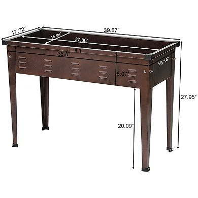 LuxenHome 39.57" W Brown Metal Rectangular Raised Garden Planter