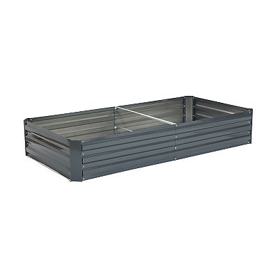 LuxenHome Galvanized Steel Rectangular 6-Ft x 3-Ft Raised Garden Bed Planter, Gray