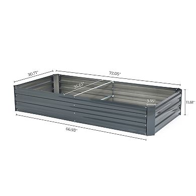 LuxenHome Galvanized Steel Rectangular 6-Ft x 3-Ft Raised Garden Bed Planter, Gray
