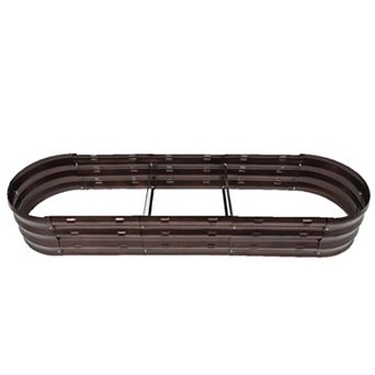 LuxenHome 5.5-Ft Oval Brown Metal Garden Bed