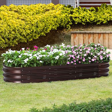 LuxenHome 5.5-Ft Oval Brown Metal Garden Bed