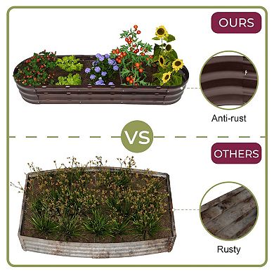 LuxenHome 5.5-Ft Oval Brown Metal Garden Bed