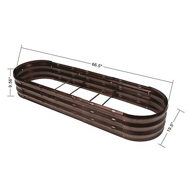 LuxenHome 5.5-Ft Oval Brown Metal Garden Bed