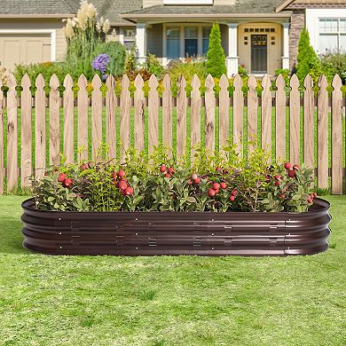 LuxenHome 5.5-Ft Oval Brown Metal Garden Bed