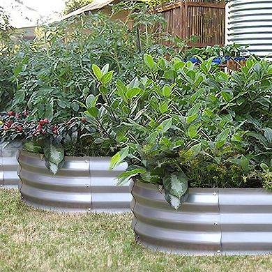 LuxenHome 6’ x 3’ Oval Raised Galvanized Steel Garden Bed Planter