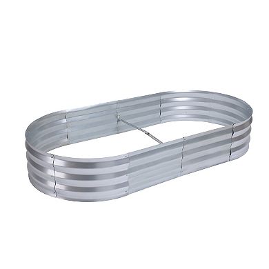 LuxenHome 6’ x 3’ Oval Raised Galvanized Steel Garden Bed Planter