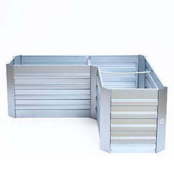 LuxenHome L-Shaped Galvanized Raised Garden Bed