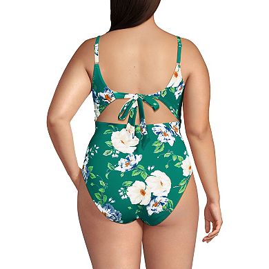 Plus Size Lands' End Wrap Monokini High Leg One-Piece Swimsuit