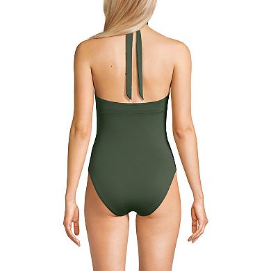 Women's Lands' End Criss Cross Halter One-Piece Swimsuit