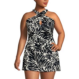 Plus Size Lands' End Criss Cross Halter Tankini Swim Top