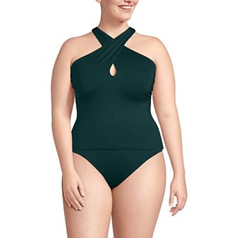 Plus Size Lands' End Criss Cross Halter Tankini Swim Top