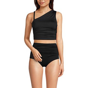 Women's Lands' End Long Ruched One Shoulder Tankini Top