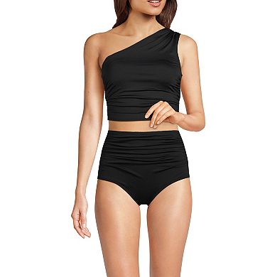 Women's Lands' End Long Ruched One Shoulder Tankini Top