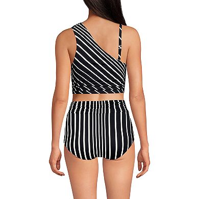 Women's Lands' End Ruched One Shoulder Midkini Swim Top