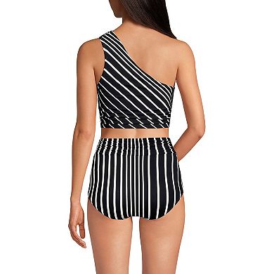 Women's Lands' End Ruched One Shoulder Midkini Swim Top