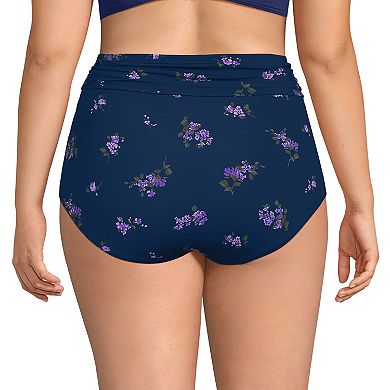 Plus Size Lands' End Ruched High Waisted Full Coverage Bikini Bottoms