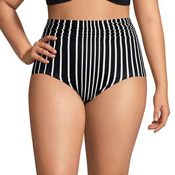 Plus Size Lands' End Ruched High Waisted Full Coverage Bikini Bottoms