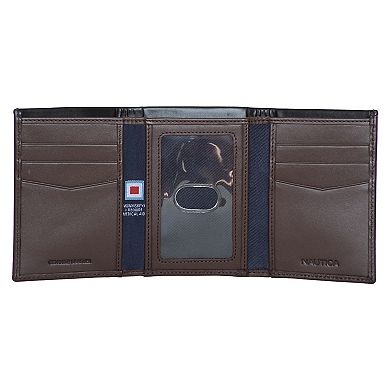 Men's Nautica Pop Color RFID-Blocking Leather Trifold Wallet