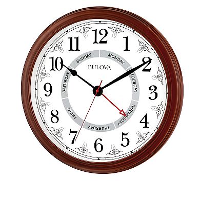 Bulova C4804 Daily Old School Brown Cherry Wall Clock