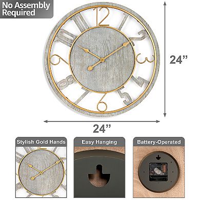 Sorbus 24" Modern Wall Clock - Sleek Design, Analog Display