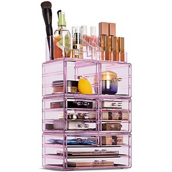 Sorbus X-Large Makeup and Jewelry Organizer Case - 4 pc Set (12 Drawers)