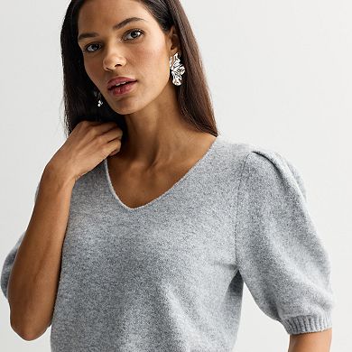 Women's Nine West V-Neck Puff Sleeve Top
