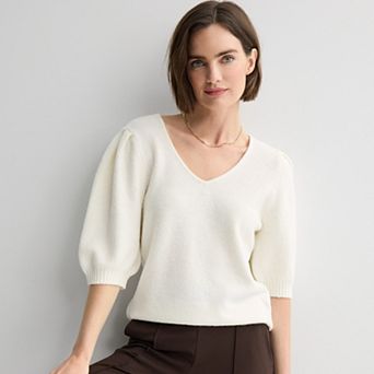 Women's Nine West V-Neck Puff Sleeve Top