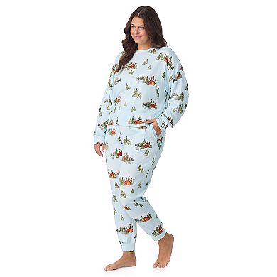 Plus Size Beauty Sleep Social 2-pc. Cozy Long Sleeve Henley Pajama Top & Pajama Joggers Set