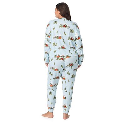 Plus Size Beauty Sleep Social 2-pc. Cozy Long Sleeve Henley Pajama Top & Pajama Joggers Set