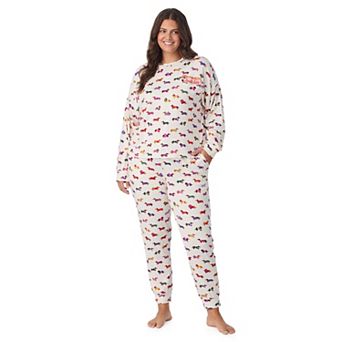 Plus Size Beauty Sleep Social 2 pc Cozy Long Sleeve Henley Pajama Top & Pajama Joggers Set