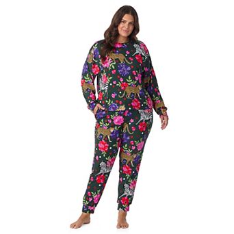 Plus Size Beauty Sleep Social 2 pc Cozy Long Sleeve Henley Pajama Top & Pajama Joggers Set