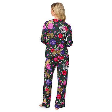 Women's Beauty Sleep Social 2-pc. Cozy Long Sleeve Notch Collar Pajama Top & Pajama Bottoms Set