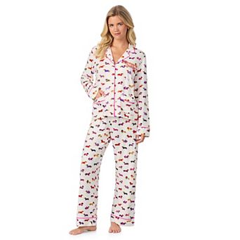 Women's Beauty Sleep Social 2 pc Cozy Long Sleeve Notch Collar Pajama Top & Pajama Bottoms Set