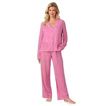 Women's Beauty Sleep Social 2 pc Cozy Long Sleeve Notch Collar Pajama Top & Pajama Bottoms Set