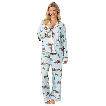 Women's Beauty Sleep Social 2 pc Cozy Long Sleeve Notch Collar Pajama Top & Pajama Bottoms Set