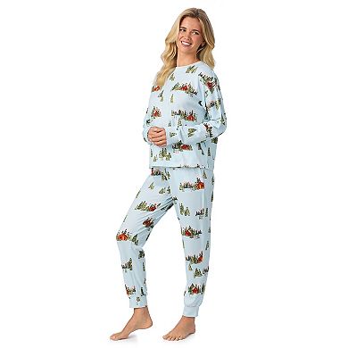 Women's Beauty Sleep Social 2-pc. Cozy Long Sleeve Henley Pajama Top & Pajama Joggers Set