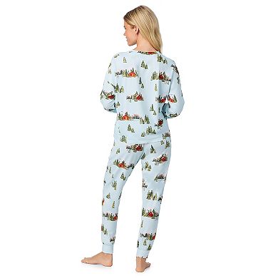Women's Beauty Sleep Social 2-pc. Cozy Long Sleeve Henley Pajama Top & Pajama Joggers Set