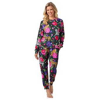 Women's Beauty Sleep Social 2 pc Cozy Long Sleeve Henley Pajama Top & Pajama Joggers Set